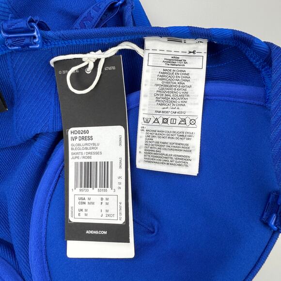 NWT IVY PARK X ADIDAS Knit Glory Blue Strappy Dress Womens SIze Medium - Picture 12 of 14
